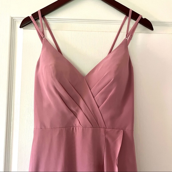 Formal Dress — A-Line V-neck Asymmetrical Chiffon, Cascading Ruffles, Size 6(US) - Picture 7 of 8